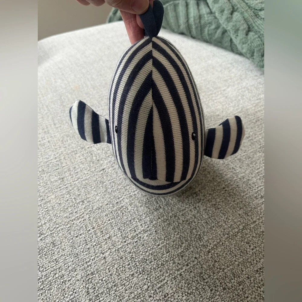 Jellycat Navy and White Striped Whale Plush - Picture 2 of 4